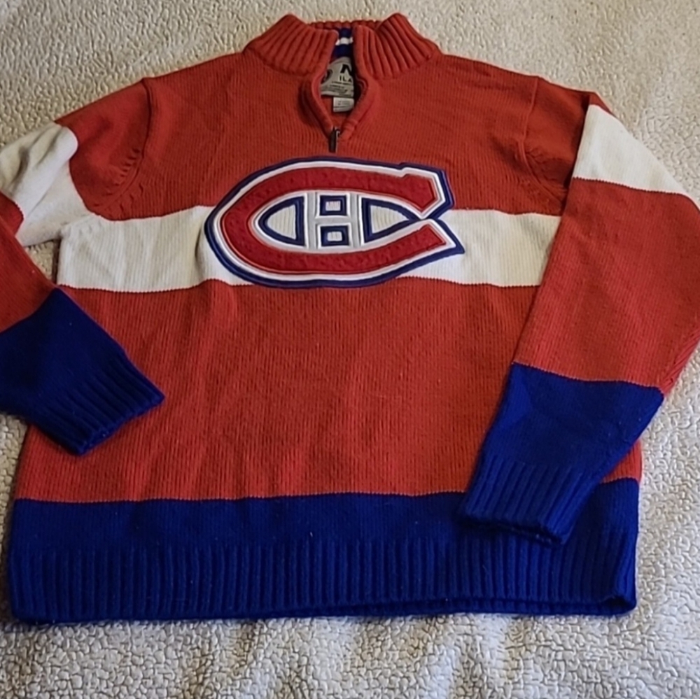 NHL Red and Blue Zip Up Sweater